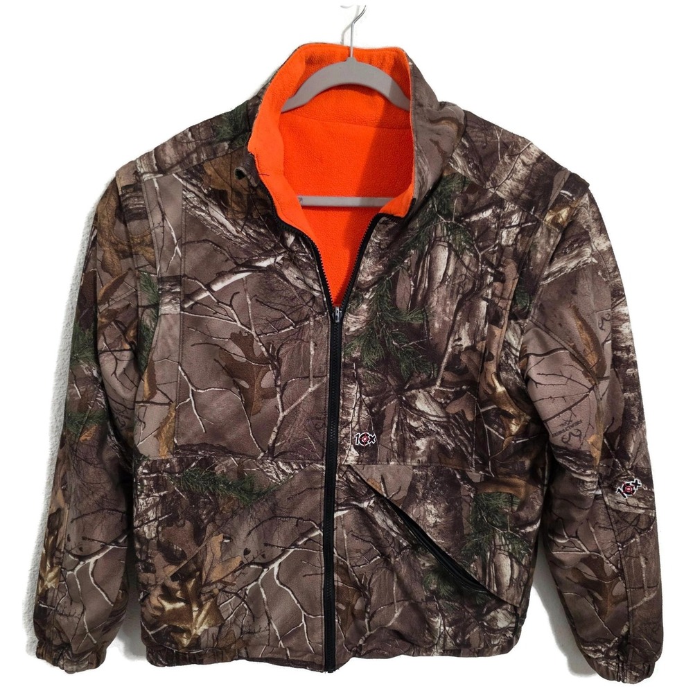 10X Jacket Mens XL Brown Realtree Camo Fleece Lined Full Zip Hunting Outdoor